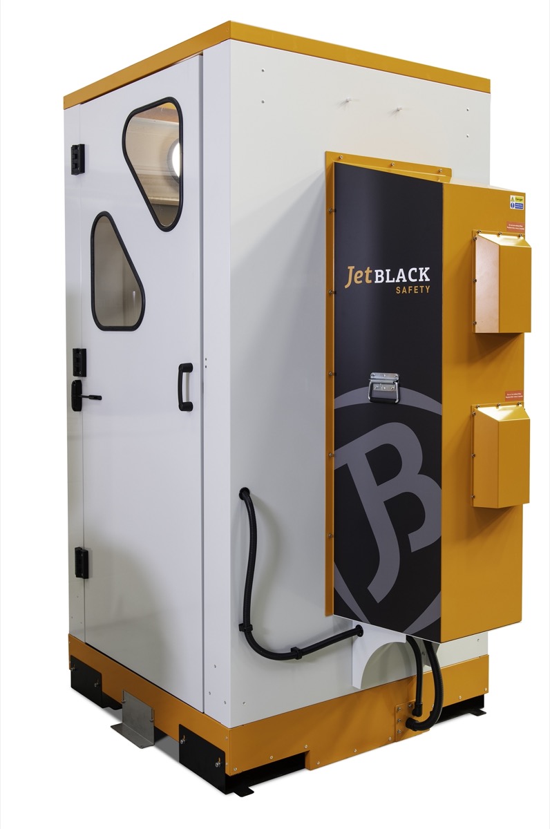 External view of the JetBlack Safety Hands Free Personnel Cleaning Booth